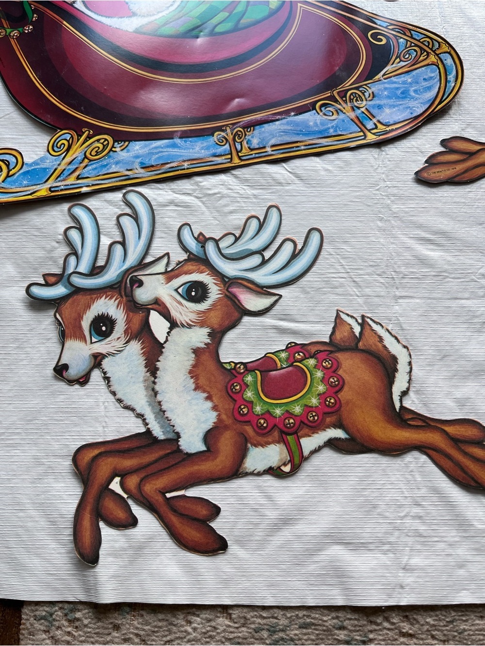 Vintage The Beistle Company 70’s Santa Reindeer Die Cut Out Set Christmas - Picture 8 of 11